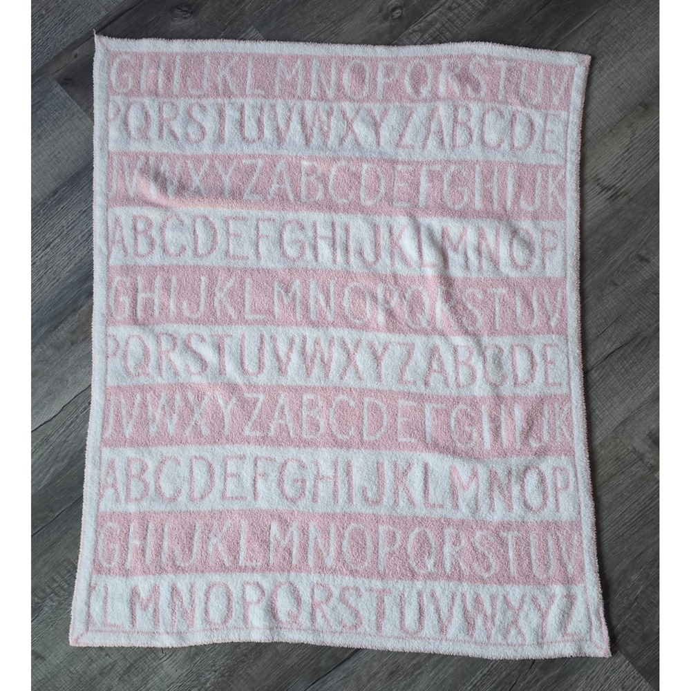 Cupcakes and Cashmere Pink White Alphabet ABC Baby Blanket Knit Plush Throw